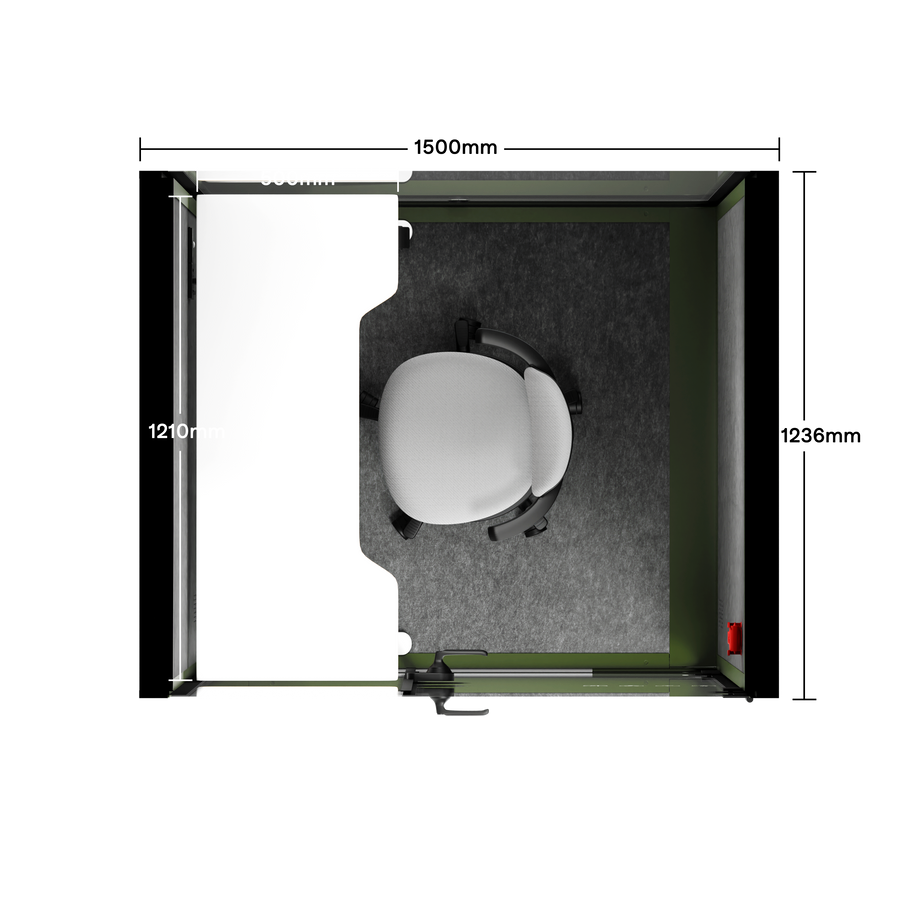 Office Phone Booth Quell - 2 PersonGreen / Dark Gray / Electric Adjustable Work Station + Stool