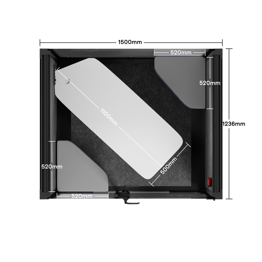 Office Phone Booth Quell - 2 PersonCharcoal / Dark Gray / Meeting Room + Table + Corner Stool