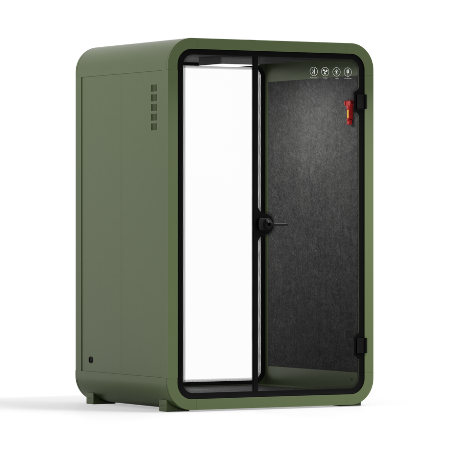 Office Phone Booth Quell - 2 PersonGreen / Dark Gray / No Furniture