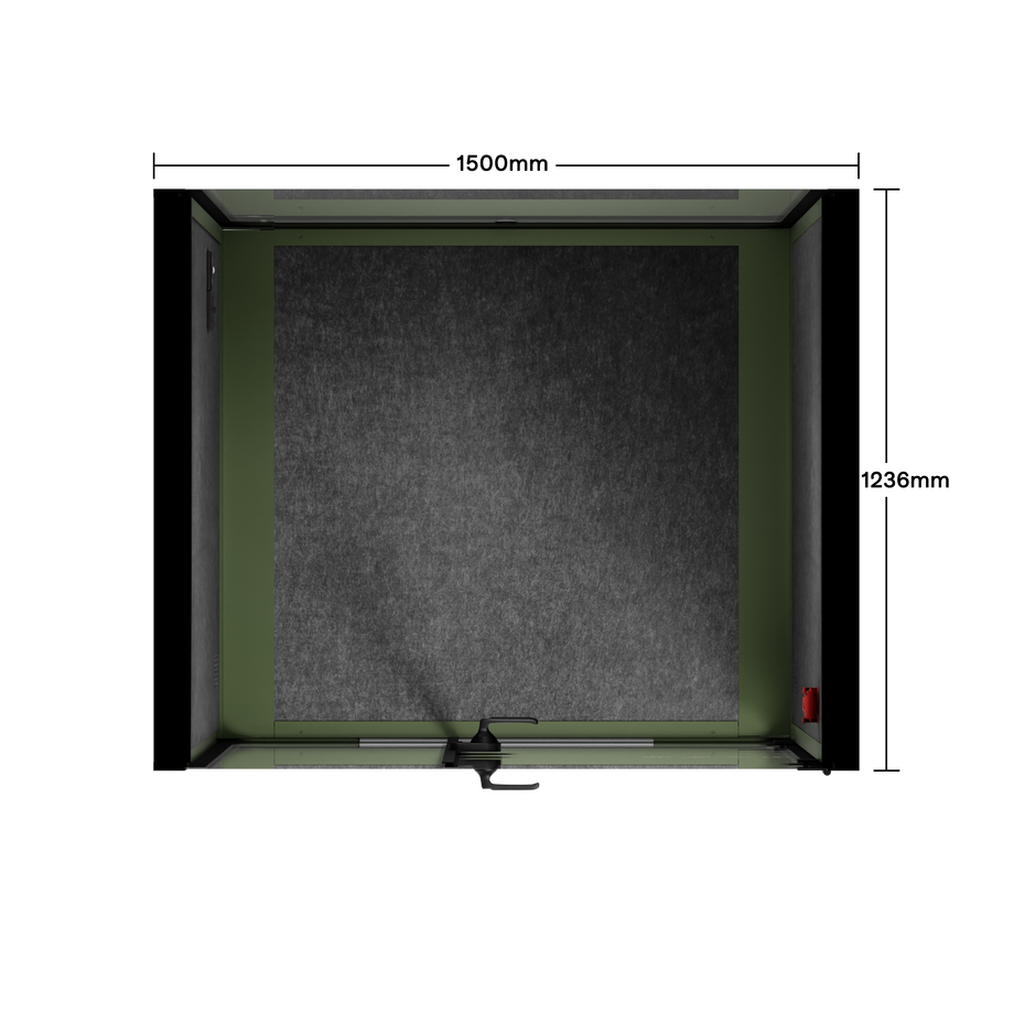 Office Phone Booth Quell - 2 PersonGreen / Dark Gray / No Furniture