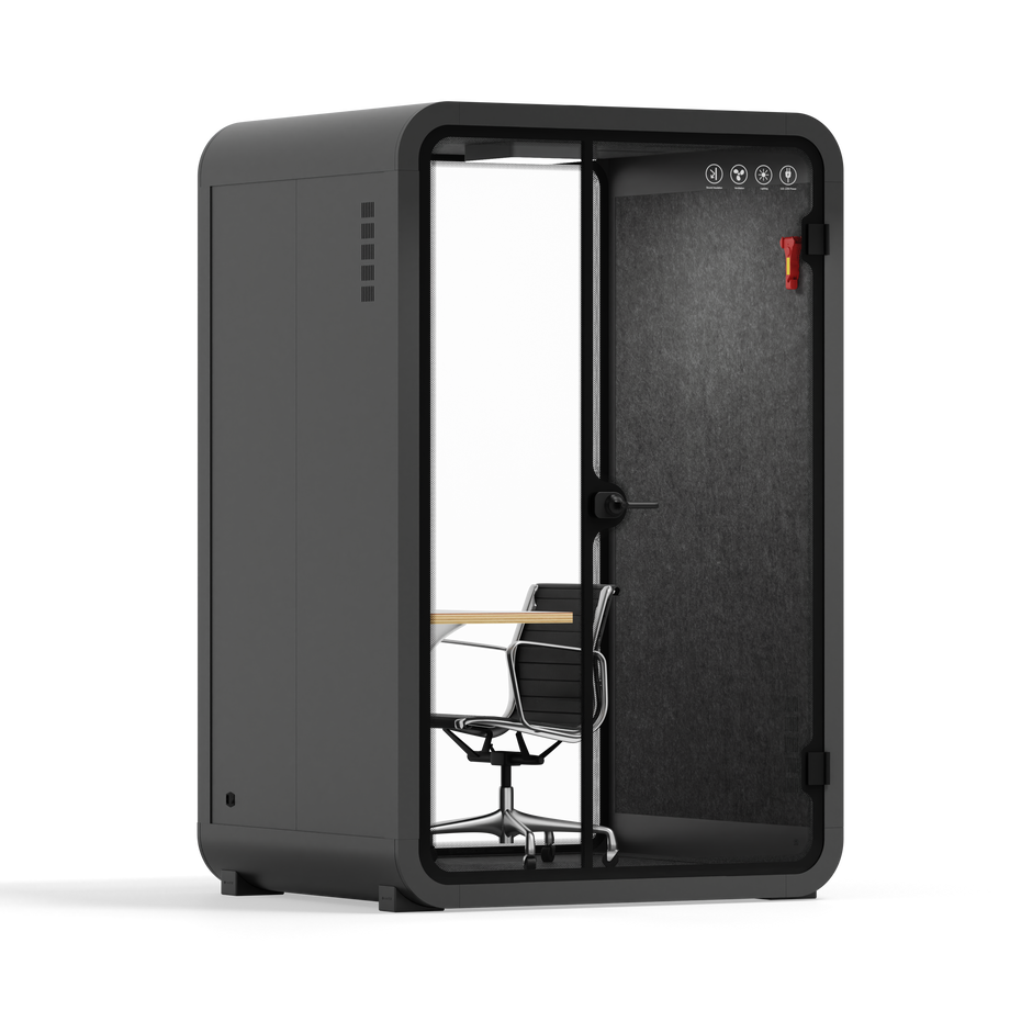 Office Phone Booth Quell - 2 PersonCharcoal / Dark Gray / Work Station + Designer Office Chair