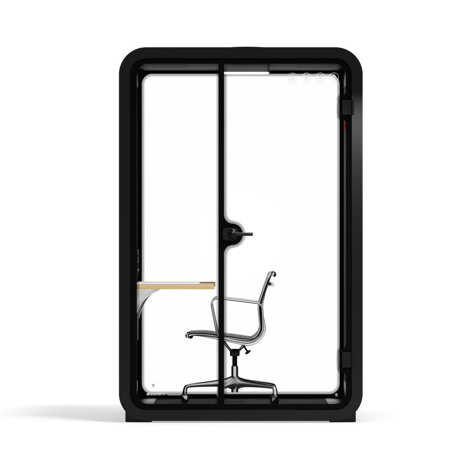 Office Phone Booth Quell - 2 PersonCharcoal / Dark Gray / Work Station + Designer Office Chair