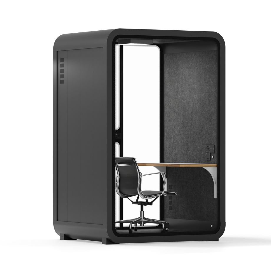 Office Phone Booth Quell - 2 PersonCharcoal / Dark Gray / Work Station + Designer Office Chair