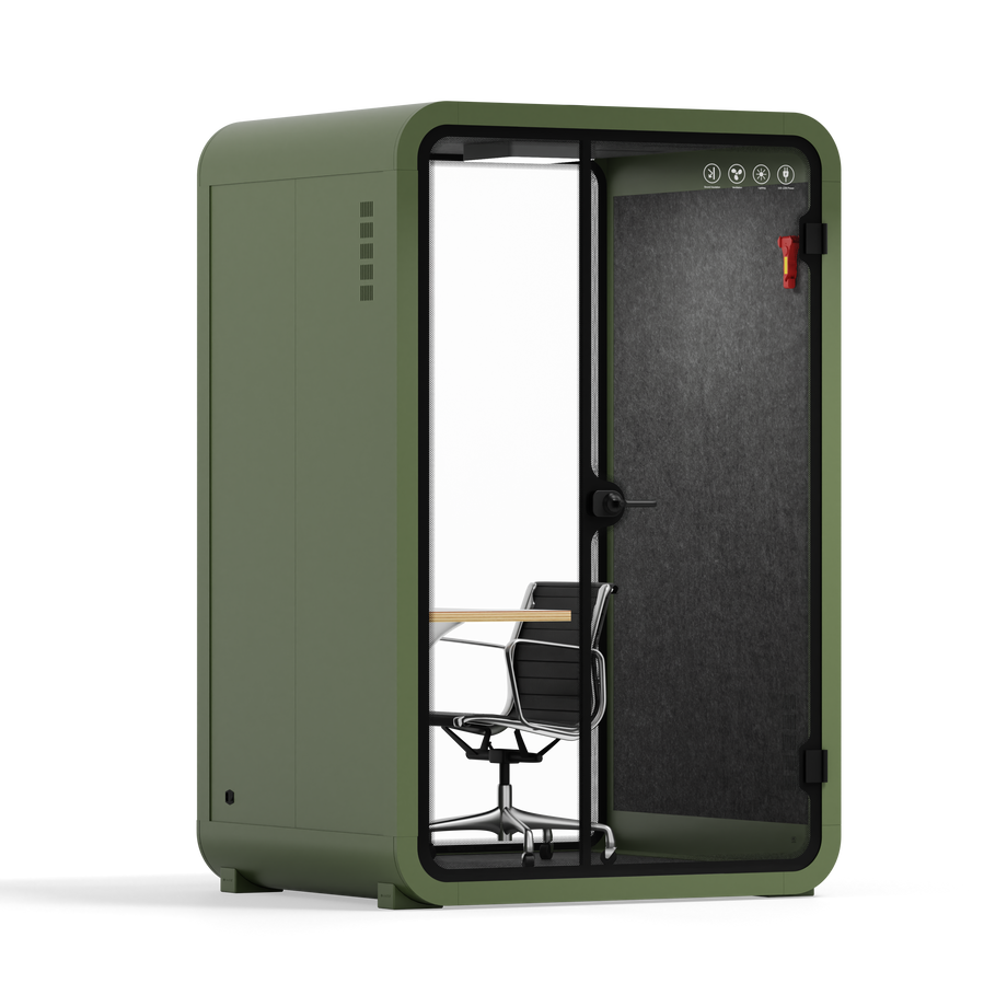 Office Phone Booth Quell - 2 PersonGreen / Dark Gray / Work Station + Designer Office Chair