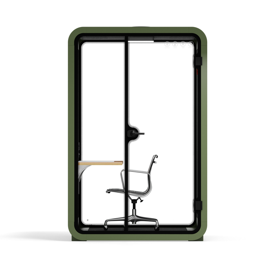 Office Phone Booth Quell - 2 PersonGreen / Dark Gray / Work Station + Designer Office Chair