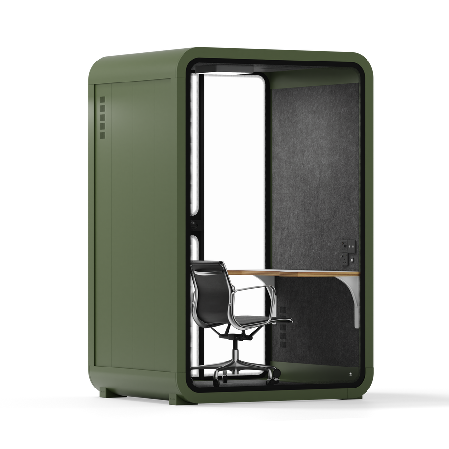 Office Phone Booth Quell - 2 PersonGreen / Dark Gray / Work Station + Designer Office Chair