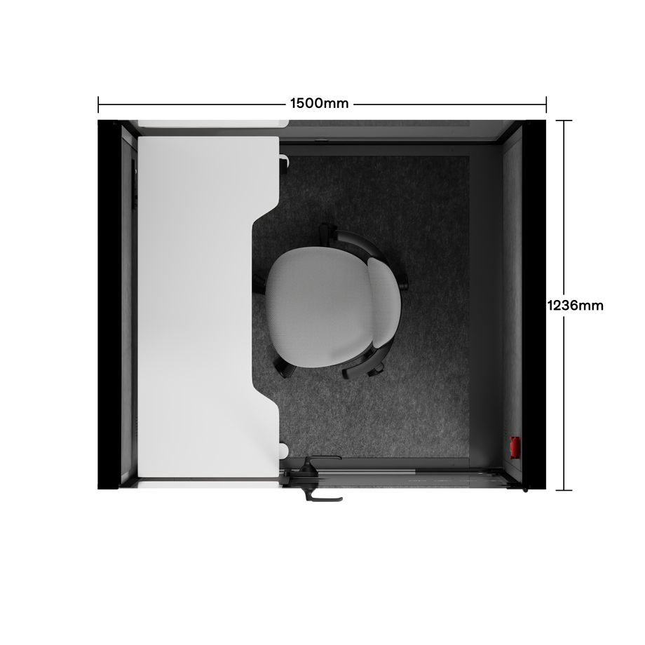 Office Phone Booth Quell - 2 PersonWooden / Dark Gray / Electric Adjustable Work Station + Stool