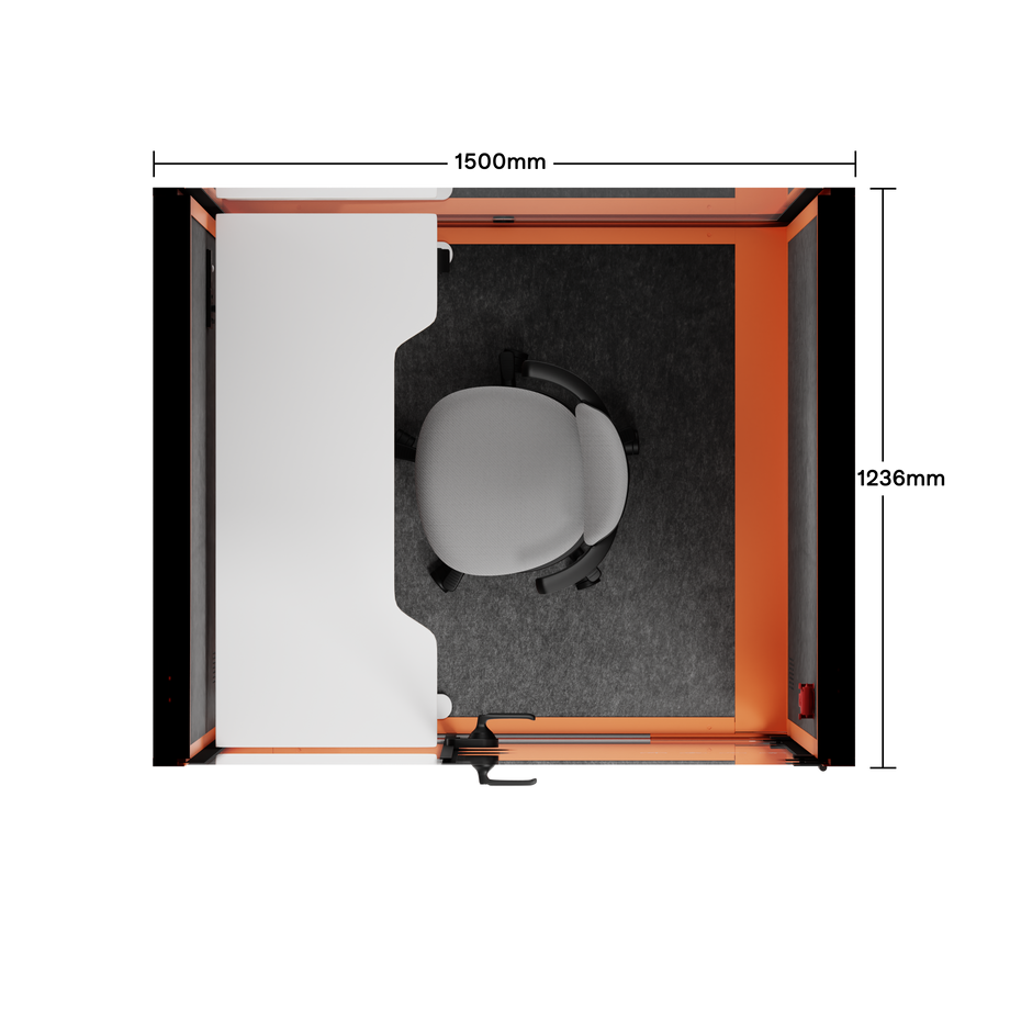 Office Phone Booth Quell - 2 PersonOrange / Dark Gray / Electric Adjustable Work Station + Stool