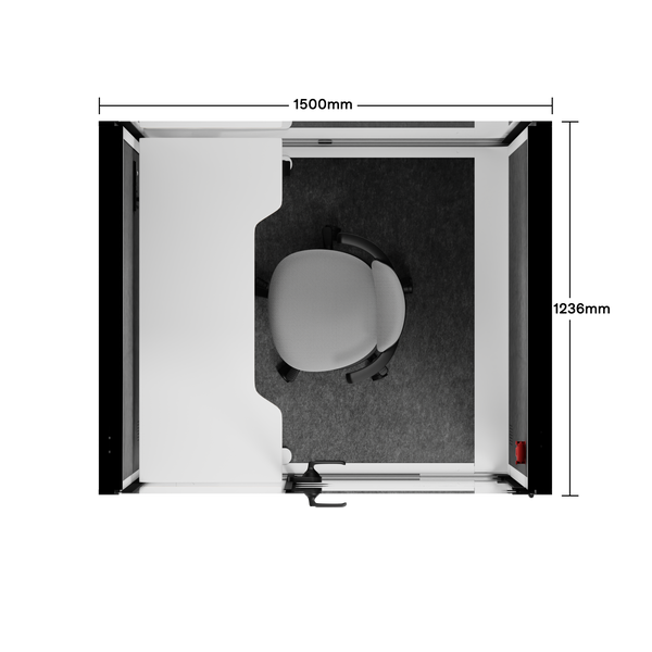 Office Phone Booth Quell - 2 PersonWhite / Dark Gray / Electric Adjustable Work Station + Stool