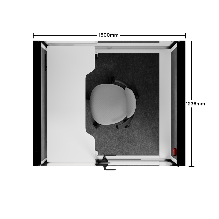 Office Phone Booth Quell - 2 PersonWhite / Dark Gray / Electric Adjustable Work Station + Stool