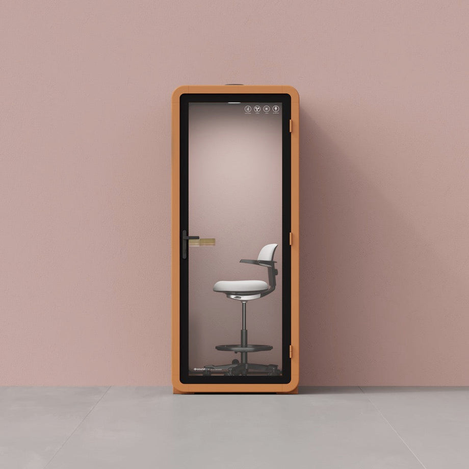 Office Pod Quell Akustik Orange / With Furniture / Dark Grey