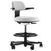 White ergonomic office chair for solo phone booths – adjustable seat with lumbar support for long work hours