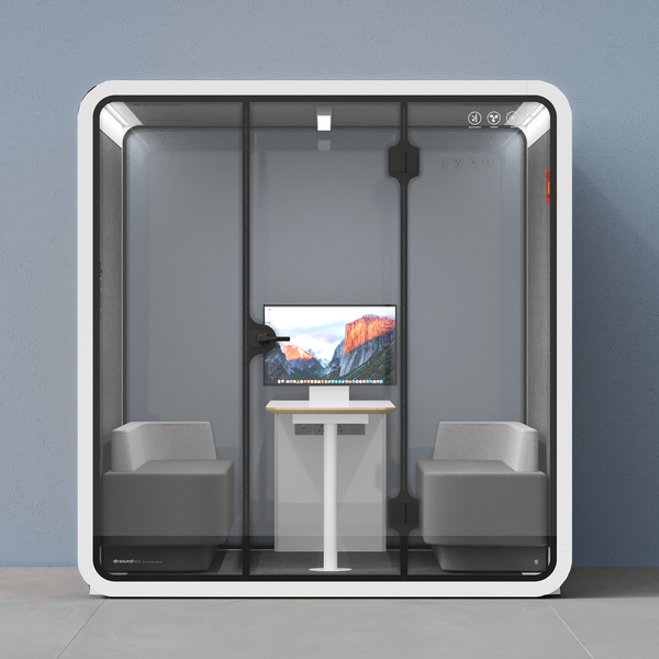 Meeting Booth Quell - 6 PersonWhite / Dark Grey / Furniture Set 1