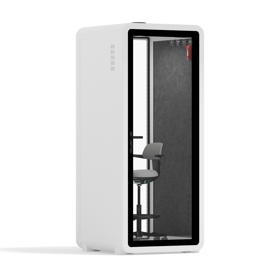 Kontorpod Quell Akustisk White / With Furniture / Dark Grey