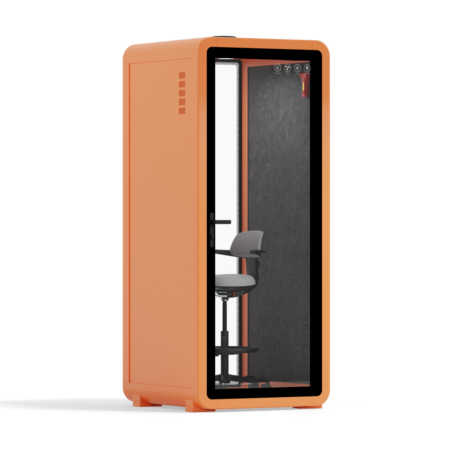 Kontorpod Quell Akustisk Orange / With Furniture / Dark Grey