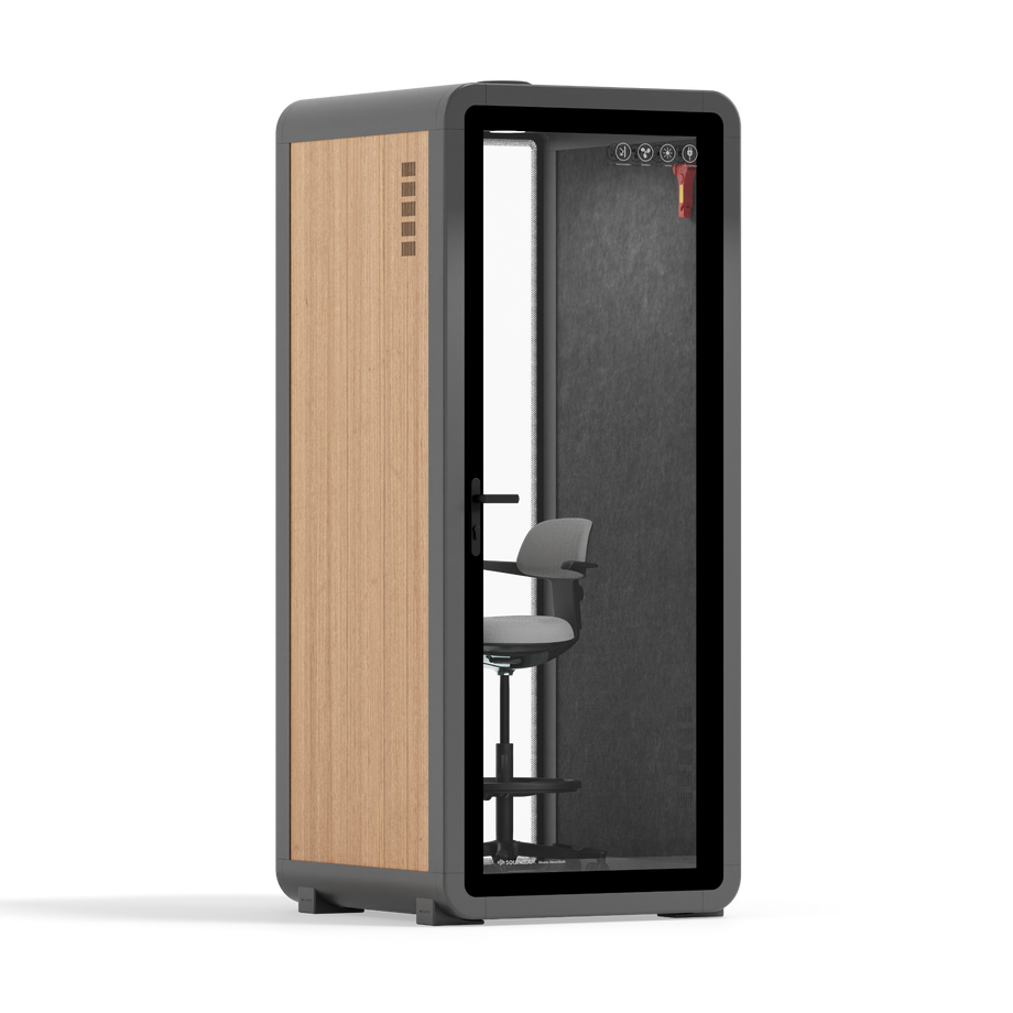 Kontorpod Quell Akustisk Wooden / With Furniture / Dark Grey