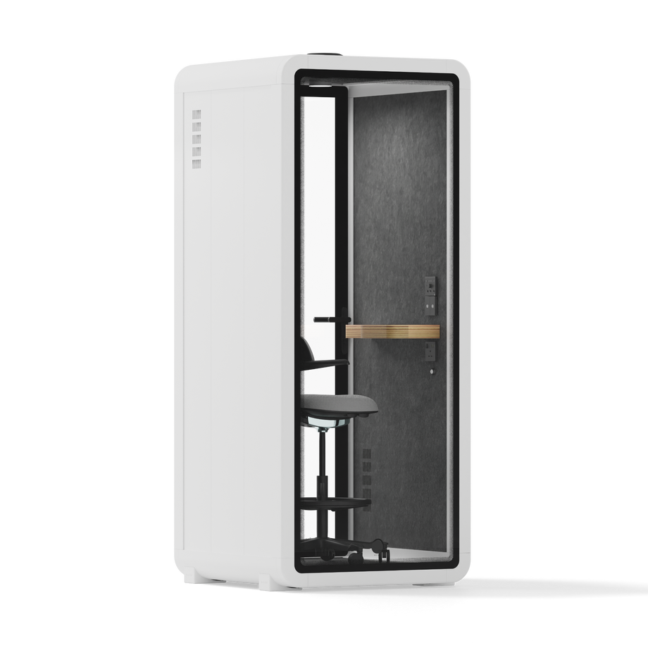 Kontorpod Quell Akustisk White / With Furniture / Dark Grey