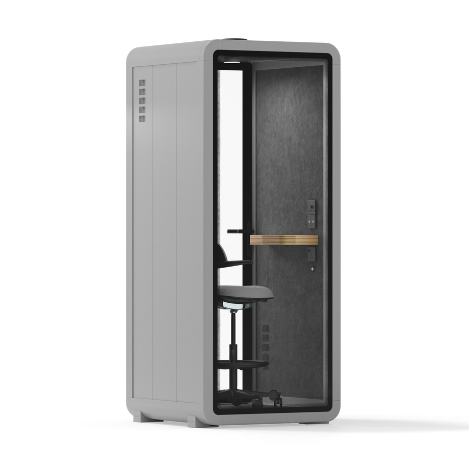 Kontorpod Quell Akustisk Light Grey / With Furniture / Dark Grey