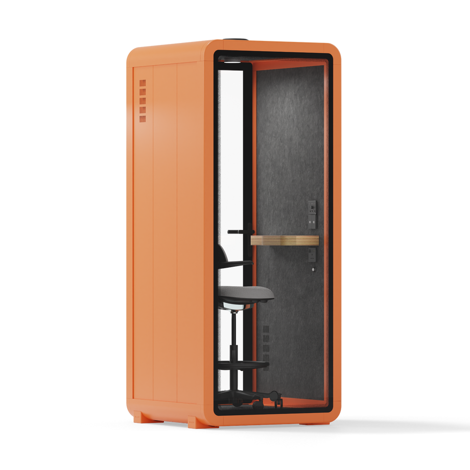 Kontorpod Quell Akustisk Orange / With Furniture / Dark Grey