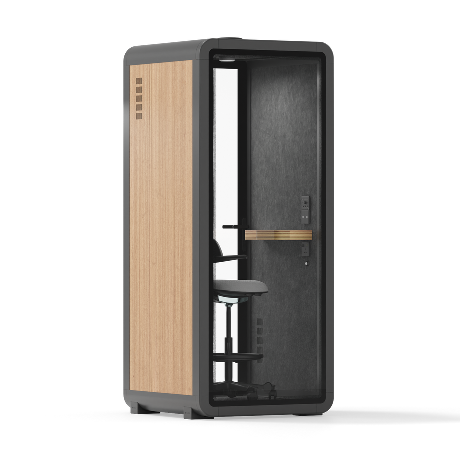 Kontorpod Quell Akustisk Wooden / With Furniture / Dark Grey