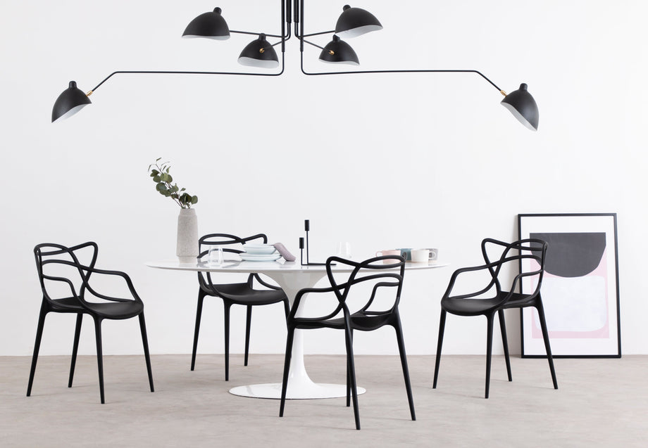 Mouille Ceiling Light, Six ArmsBlack