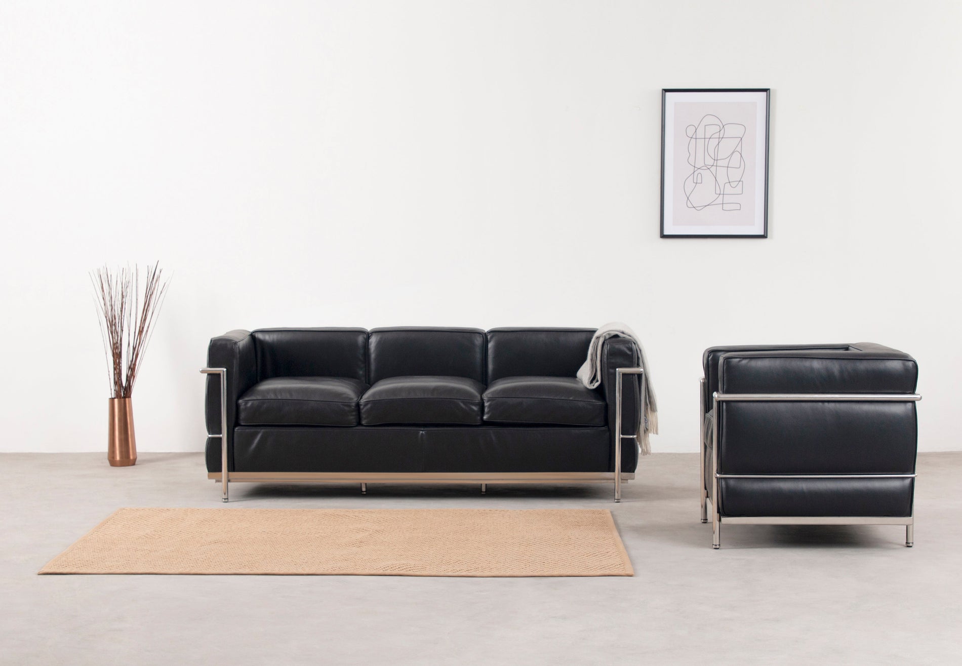 CorbusierMidnight Black Premium Leather