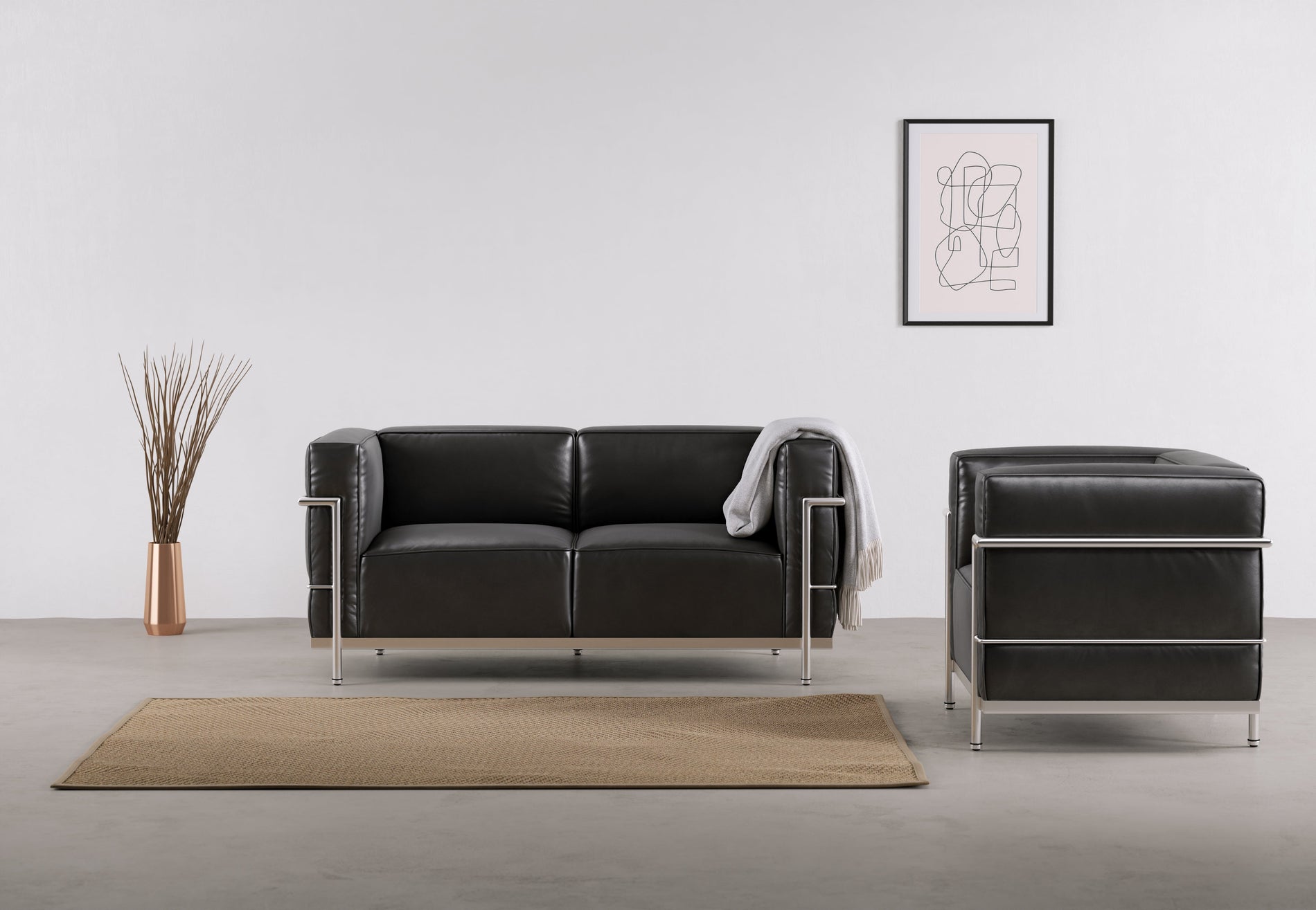 CorbusierMidnight Black Premium Leather