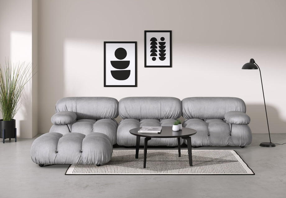 Ottomana BelliniLight Gray Velvet