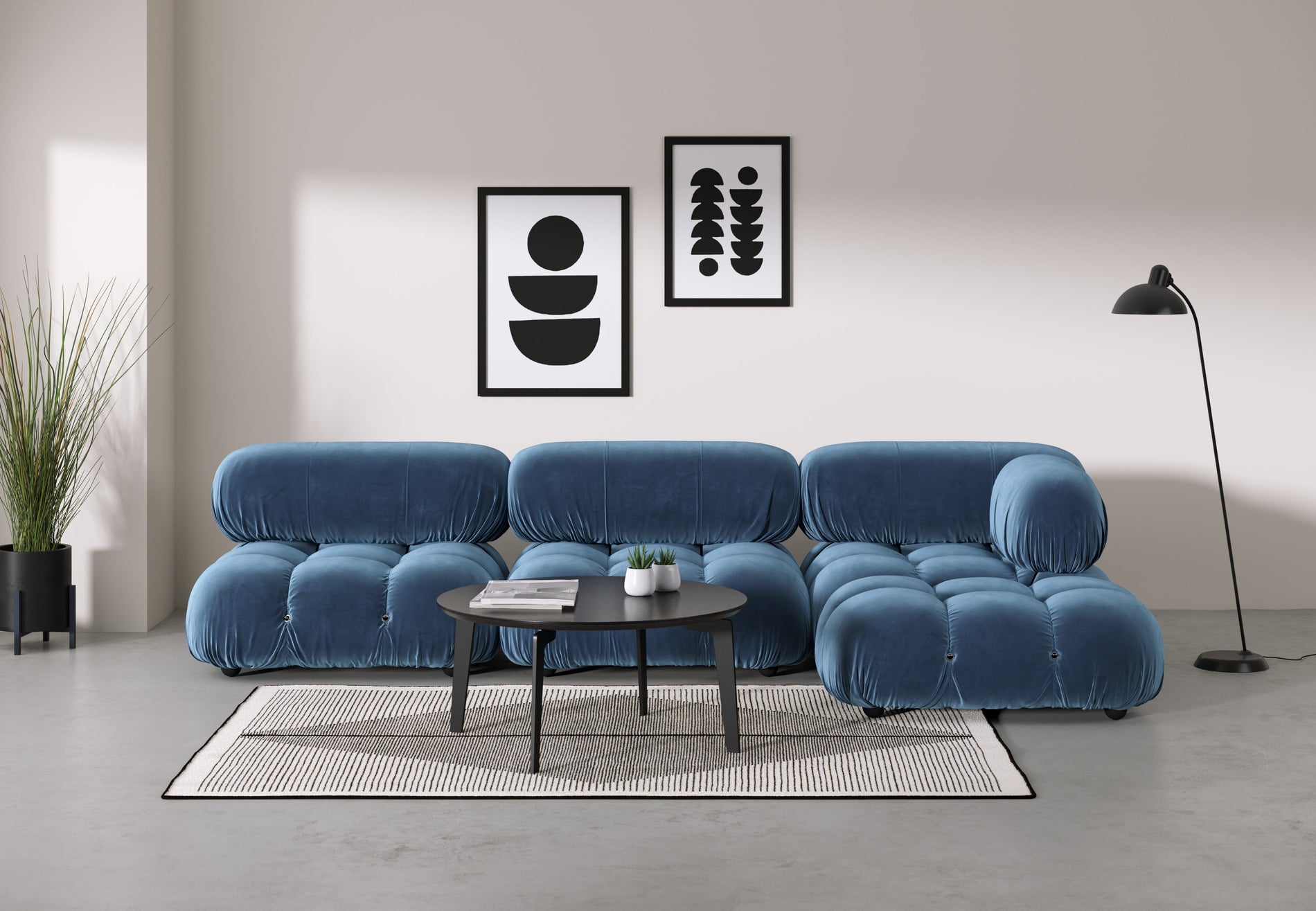 Bellini SectionalAegean Blue Samt