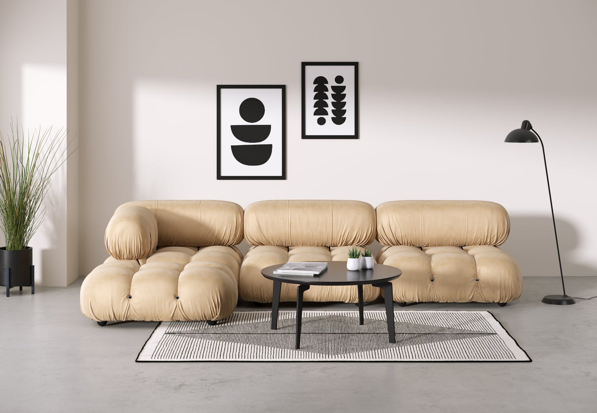 Bellini SectionalEcru Velvet