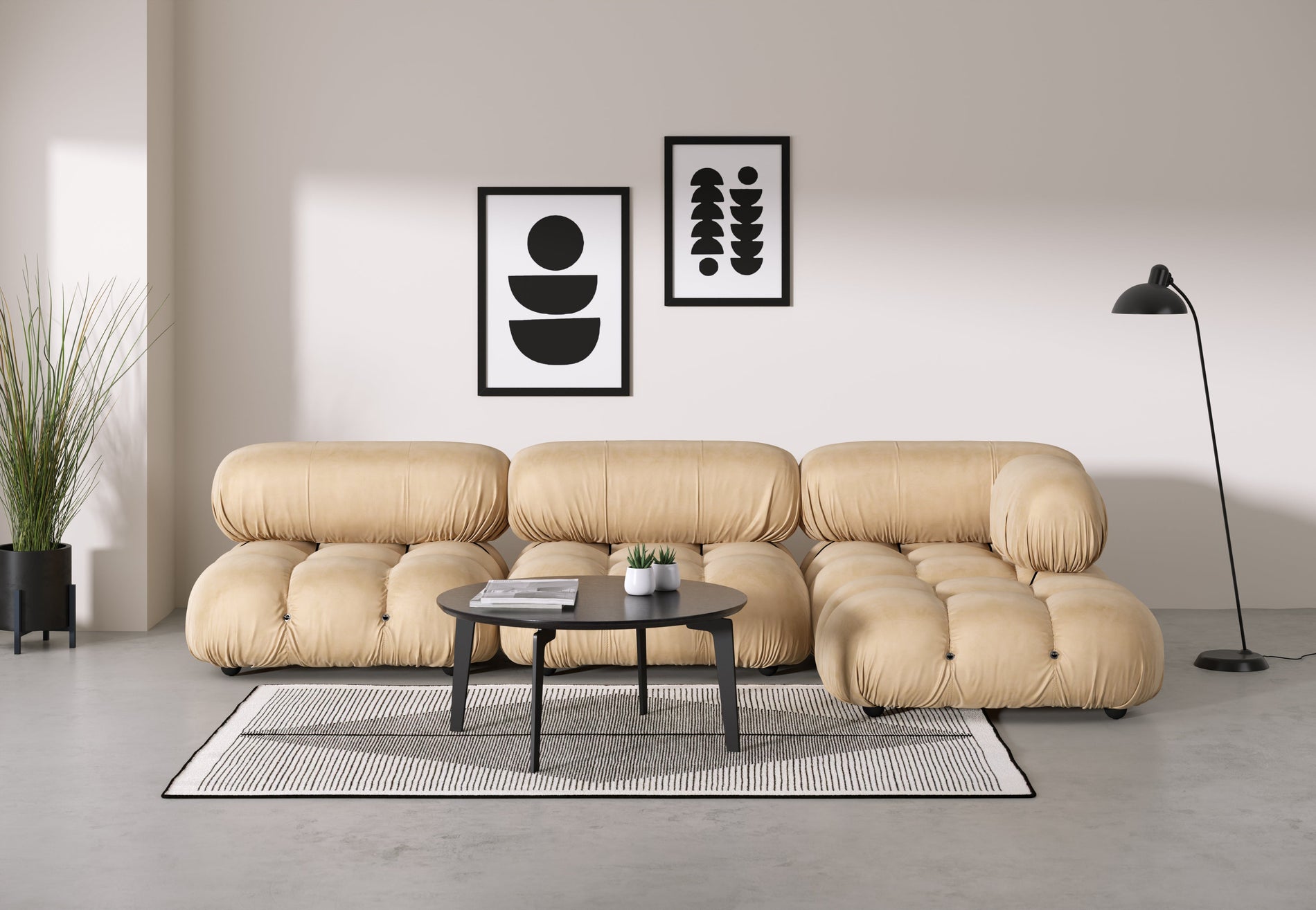 Bellini SectionalEcru Velvet