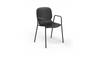 Aarhus Bistro Arm Chair by Quell Design – a modern Scandinavian-style chair in black with an ergonomic moulded polypropylene seat and integrated curved armrests. Supported by slim black powder-coated steel legs, this elegant and durable chair is ideal for collaborative offices, cafés, and contemporary dining spaces, blending comfort, functionality, and minimalist design.