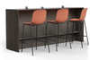 Skanfor Collaborative Breakfast Bar, angled view of the ebony wood external, mocha brown internal, single sided.