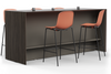 Skanfor Collaborative Breakfast Bar, angled view of the ebony wood external, mocha brown internal, double-sided bar.