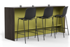 Skanfor Collaborative Breakfast Bar, angled view of the ebony wood external, olive green internal, single sided.
