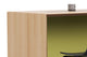 Skanfor Collaborative Breakfast Bar, close-up view of the external, oak wood and internal olive green finish.