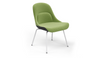 Bloom ergonomic office chair by Quell Design — green / black upholstered contoured seat with linen-velvet and eco PU panels, mounted on slender black steel legs with subtle wraparound support structure. Elegant and sculptural, the chair adds refined comfort and modern design to contemporary interiors.