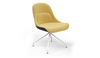 Bloom Scandinavian Inspired Office Chair by Quell Design – a modern Scandinavian-style chair with a contoured seat in linen velvet and eco-friendly synthetic leather, supported by Eiffel-style powder-coated aluminium legs. Elegant, ergonomic, and ideal for workspaces or leisure areas, embracing timeless simplicity and sustainable design.