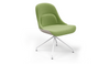 Bloom Scandinavian Inspired Office Chair by Quell Design – a modern Scandinavian-style chair with a contoured seat in linen velvet and eco-friendly synthetic leather, supported by Eiffel-style powder-coated aluminium legs. Elegant, ergonomic, and ideal for workspaces or leisure areas, embracing timeless simplicity and sustainable design.