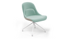 Bloom Scandinavian Inspired Office Chair by Quell Design – a modern Scandinavian-style chair with a contoured seat in linen velvet and eco-friendly synthetic leather, supported by Eiffel-style powder-coated aluminium legs. Elegant, ergonomic, and ideal for workspaces or leisure areas, embracing timeless simplicity and sustainable design.