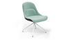 Bloom Scandinavian Inspired Office Chair by Quell Design – a modern Scandinavian-style chair with a contoured seat in linen velvet and eco-friendly synthetic leather, supported by Eiffel-style powder-coated aluminium legs. Elegant, ergonomic, and ideal for workspaces or leisure areas, embracing timeless simplicity and sustainable design.