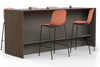 Skanfor Collaborative Breakfast Bar, angled view of the walnut wood external, mocha brown internal, double-sided bar.
