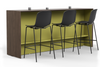 Skanfor Collaborative Breakfast Bar, angled view of the walnut wood external, olive green internal, single sided bar.