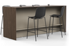 Skanfor Collaborative Breakfast Bar, angled view of the walnut wood external, warm grey internal, double-sided bar.