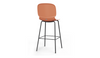 Aarhus counter stool reverse angled view product shot on white background, modern seating for contemporary areas, offices, and workspaces, coral colour.