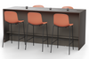 Skanfor Collaborative Breakfast Bar, alternate view, ebony wood external, mocha brown internal, additional bar stools, modesty screen.