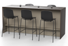 Skanfor Collaborative Breakfast Bar, alternate angled view, ebony wood external, warm grey internal, double-sided bar, additional bar stools and modesty screen.