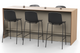 Skanfor Collaborative Breakfast Bar, alternate angled view, oak wood external, warm grey internal, double-sided bar, additional bar stools and modesty screen.