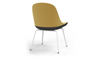 Bloom ergonomic office chair by Quell Design — yellow / black upholstered contoured seat with linen-velvet and eco PU panels, mounted on slender black steel legs with subtle wraparound support structure. Elegant and sculptural, the chair adds refined comfort and modern design to contemporary interiors.
