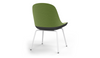 Bloom ergonomic office chair by Quell Design — green / black upholstered contoured seat with linen-velvet and eco PU panels, mounted on slender black steel legs with subtle wraparound support structure. Elegant and sculptural, the chair adds refined comfort and modern design to contemporary interiors.